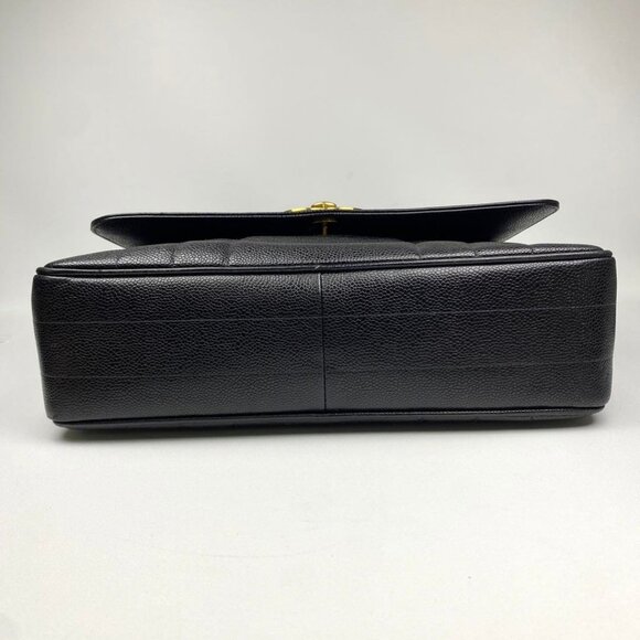 Authentic CHANEL CC Caviar Vertical Quilted Kelly Flap Bag Black Purse Handle - Picture 6 of 11
